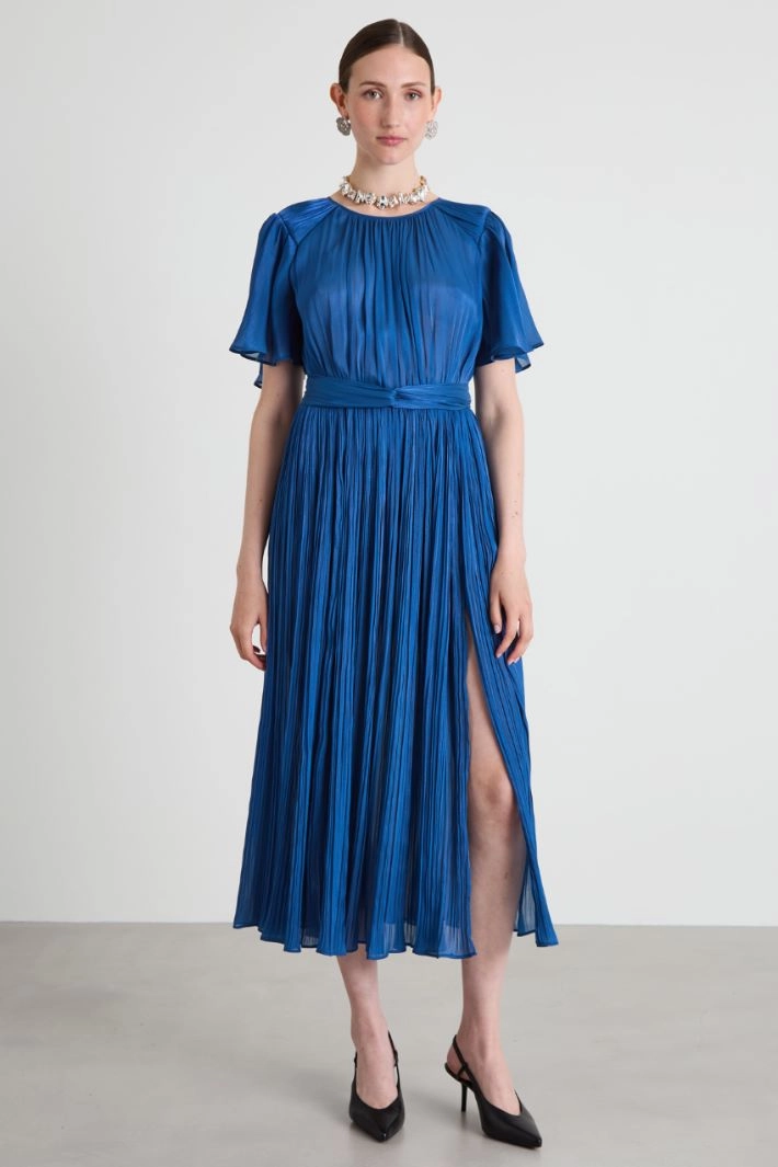 Laminated crepe dress - BLUE