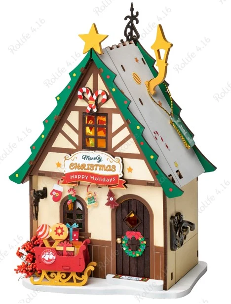 Twinkling Christmas House, Super Mini Houses - Little Warm Spaces Robotime DS036