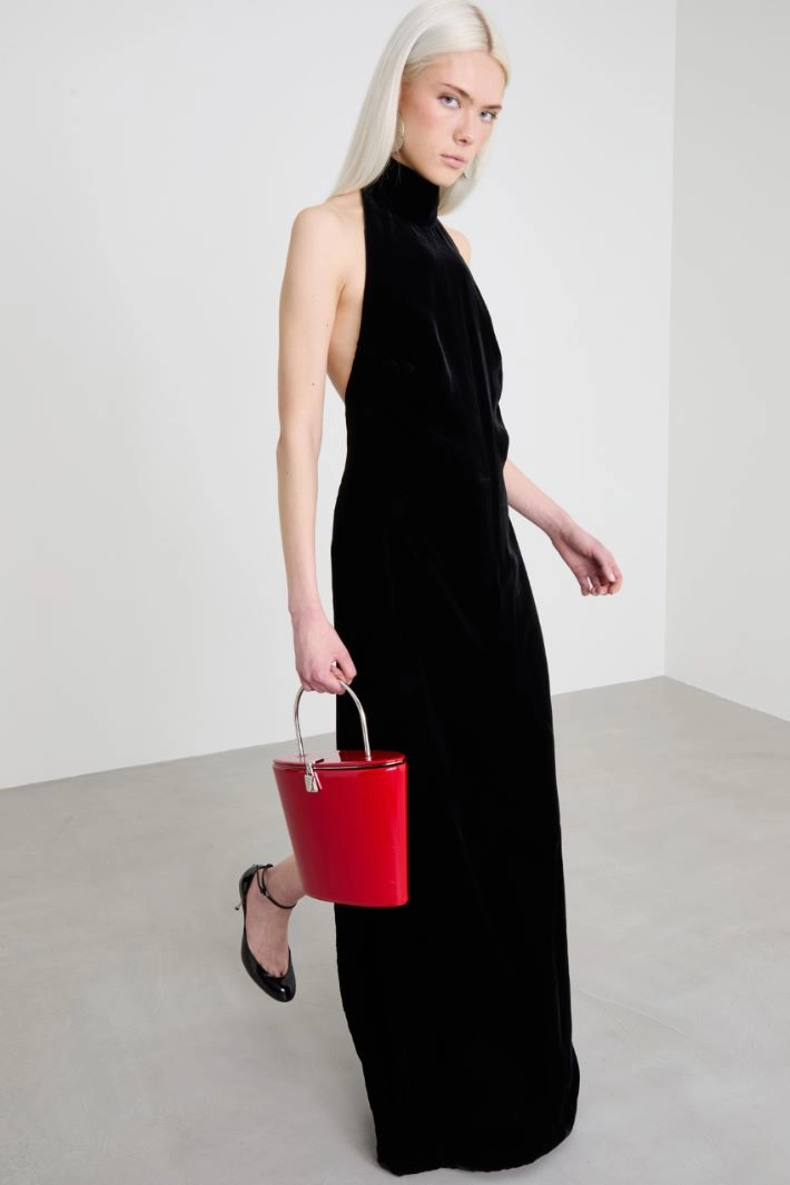 Long velvet dress - BLACK