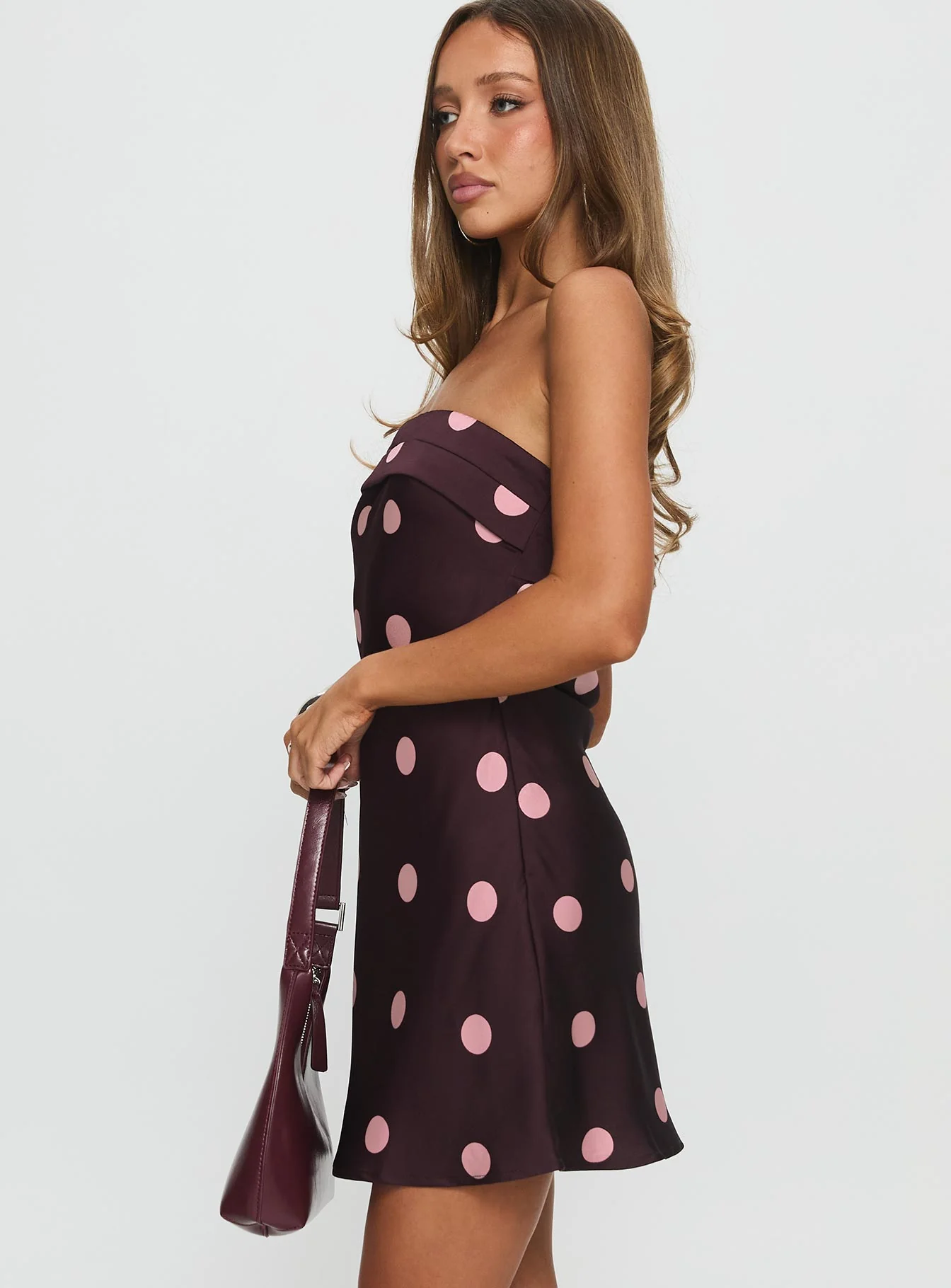 Phillipa Mini Dress Plum / Pink Polka Dot