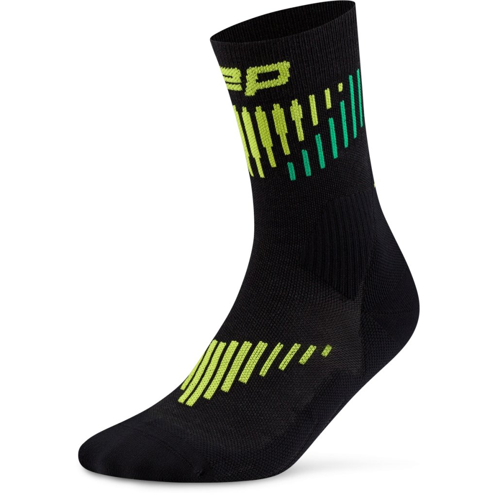 CEP Core Run Merino Mid Cut Compression Socks Men - black/lime