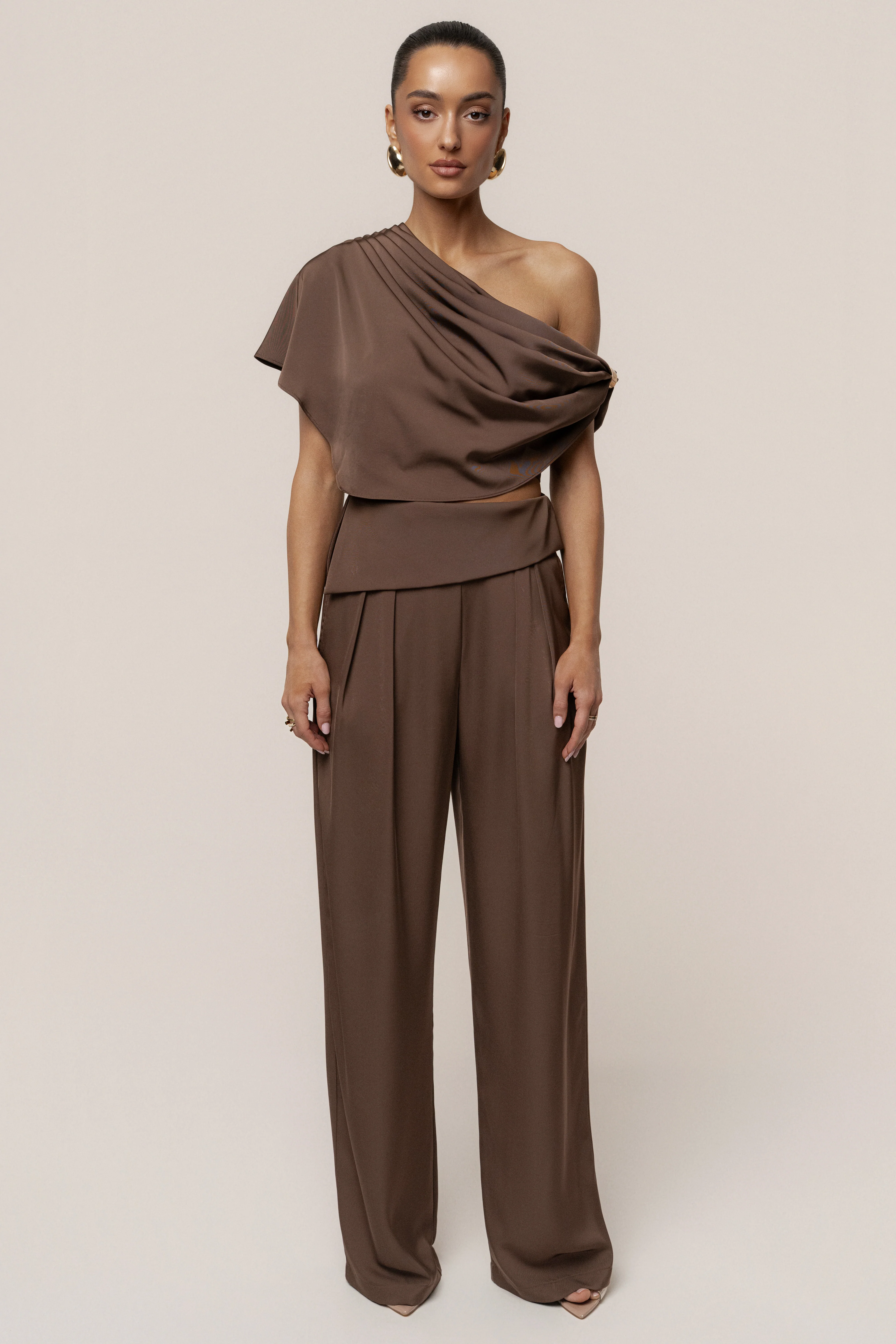 Chocolate Gleam and Glow Satin Top
