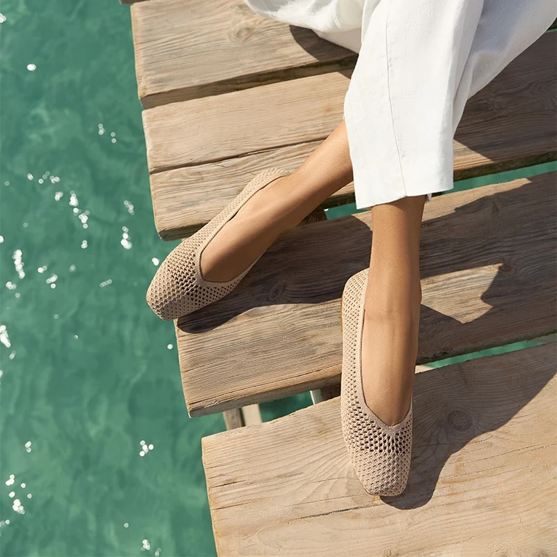 Square-Toe V-Cut Mesh Flats (Margot 2.0)