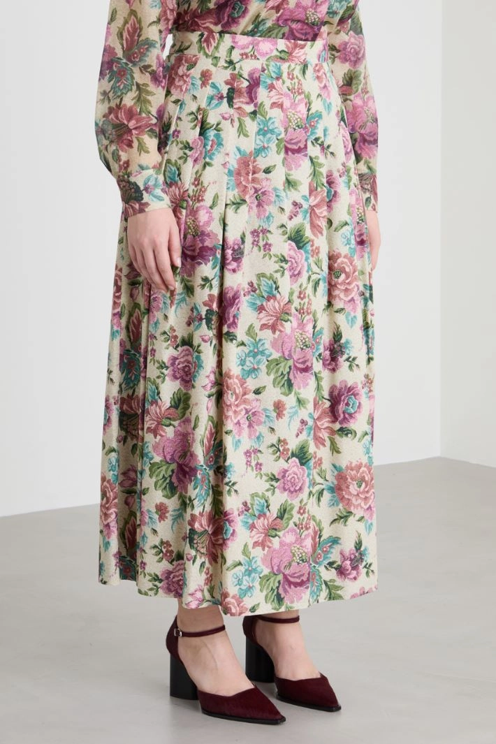 Floral cotton skirt - PINK GREEN