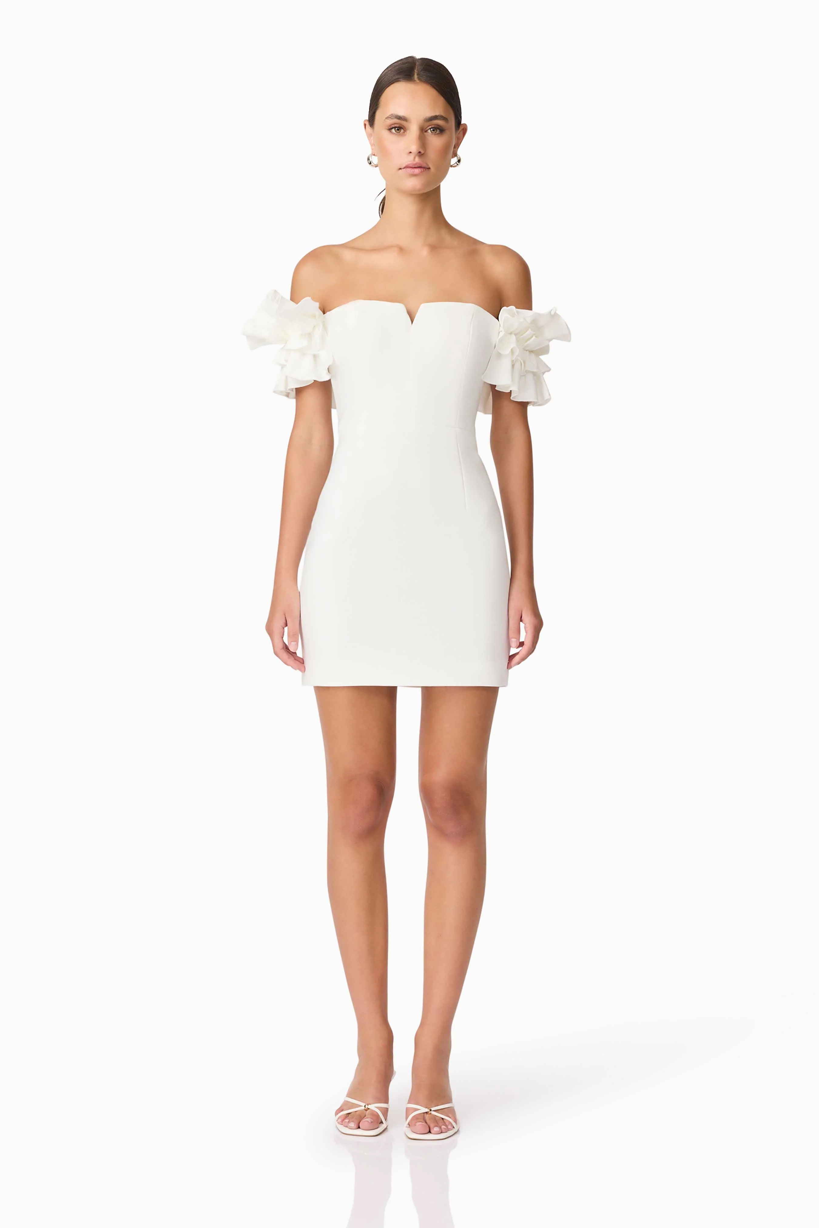 Nola Off The Shoulder Mini Dress in White