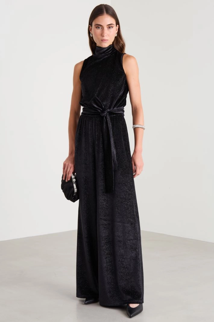 Velvet jumpsuit - BLACK
