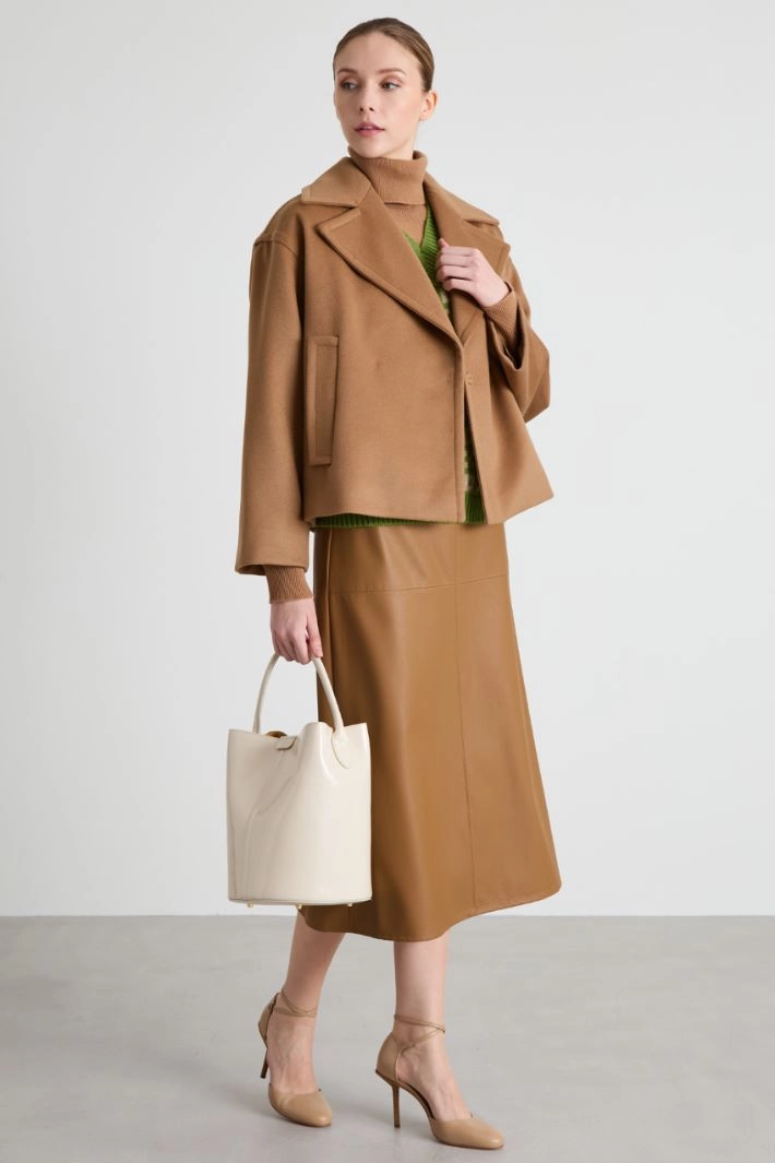 Wool drap pea coat - CAMEL