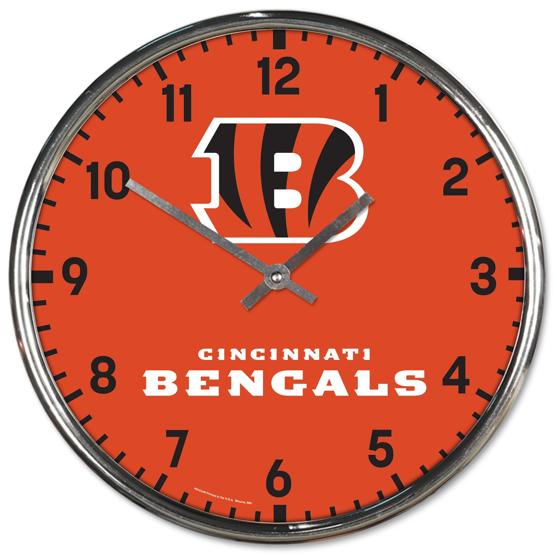 Cincinnati Bengals Chrome NFL Team Design Wall Clock