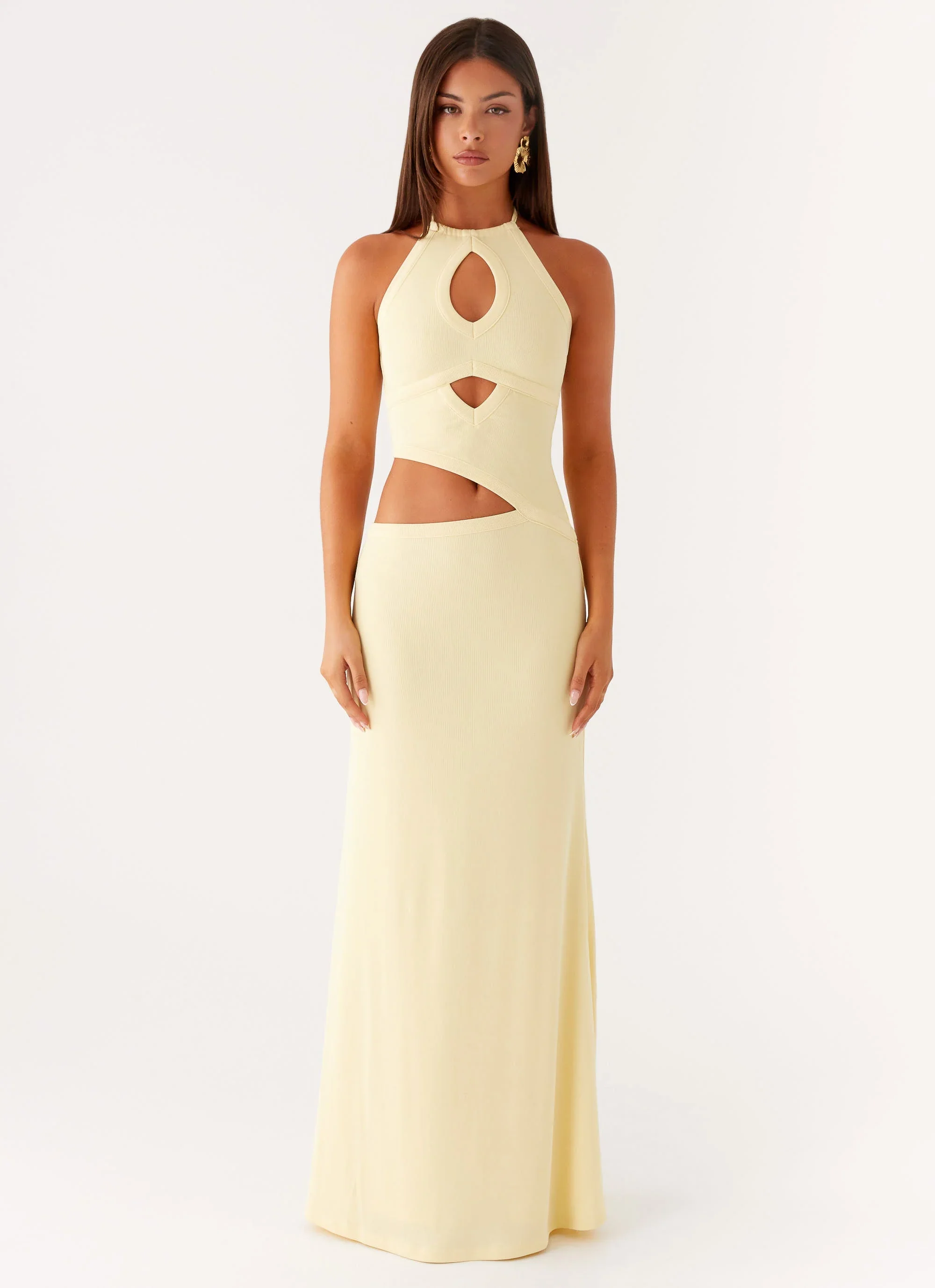 Lanah Cut Out Maxi Dress - Yellow