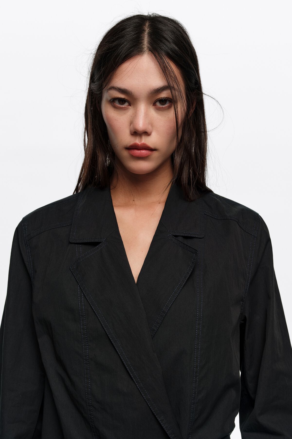 Black topstitched tailored jacket