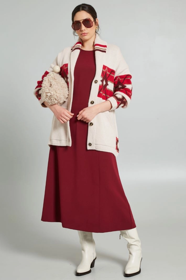 Wool-blend cardigan - BEIGE RED