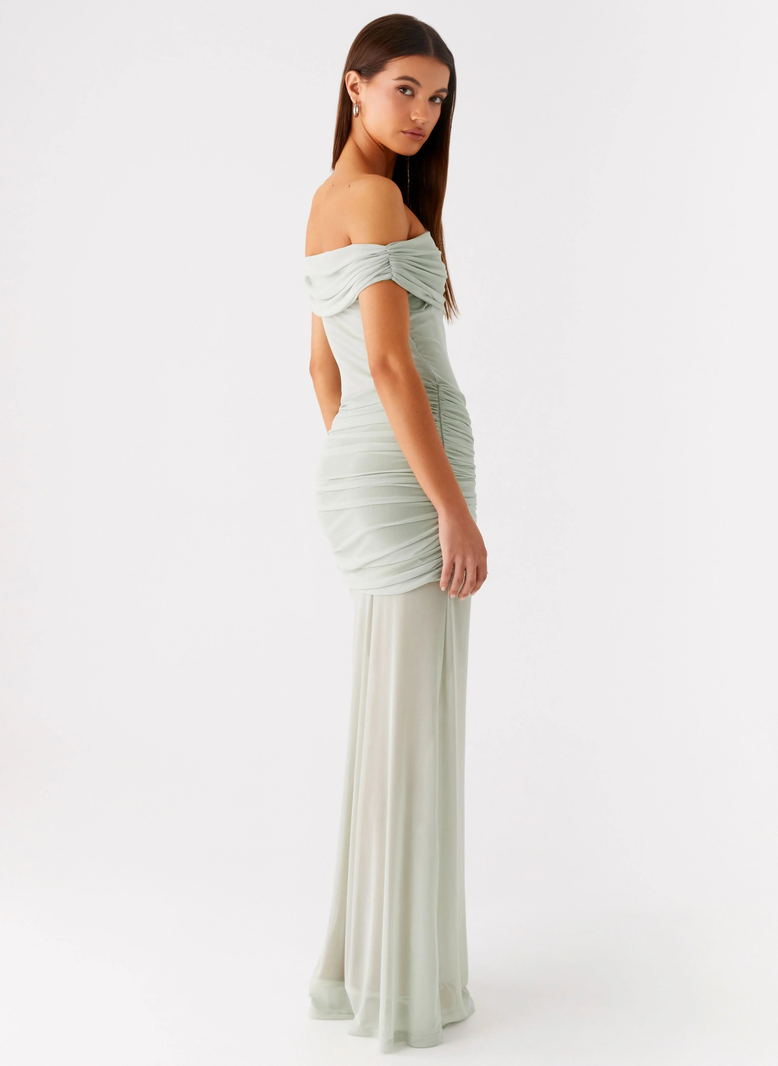 Eyllin Off Shoulder Maxi Dress - Sage