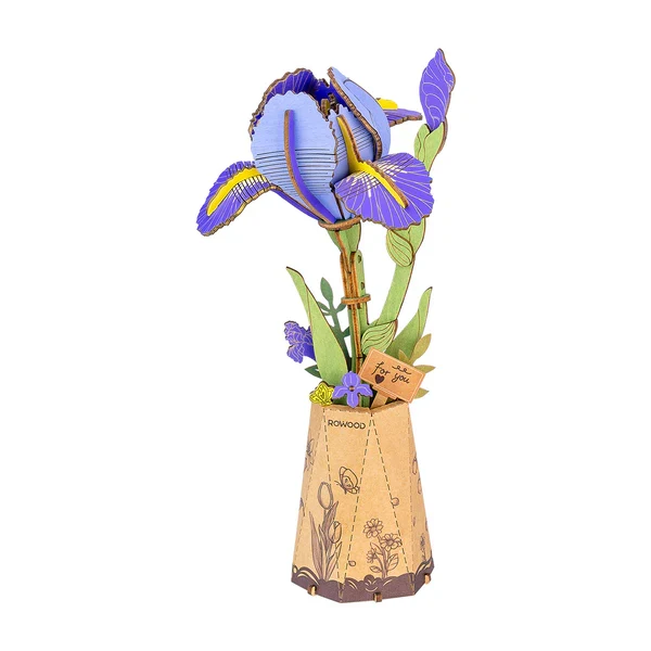 Rowood Purple Iris DIY Wooden Flower 3D Puzzle TW121
