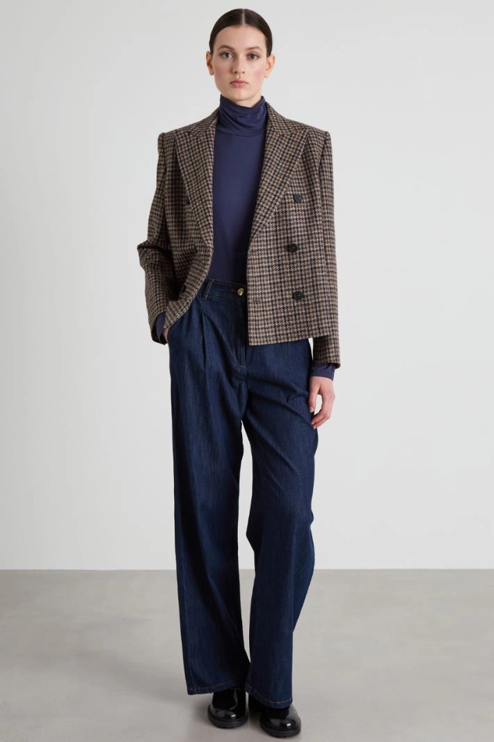 Viscose jersey turtleneck - BLUE