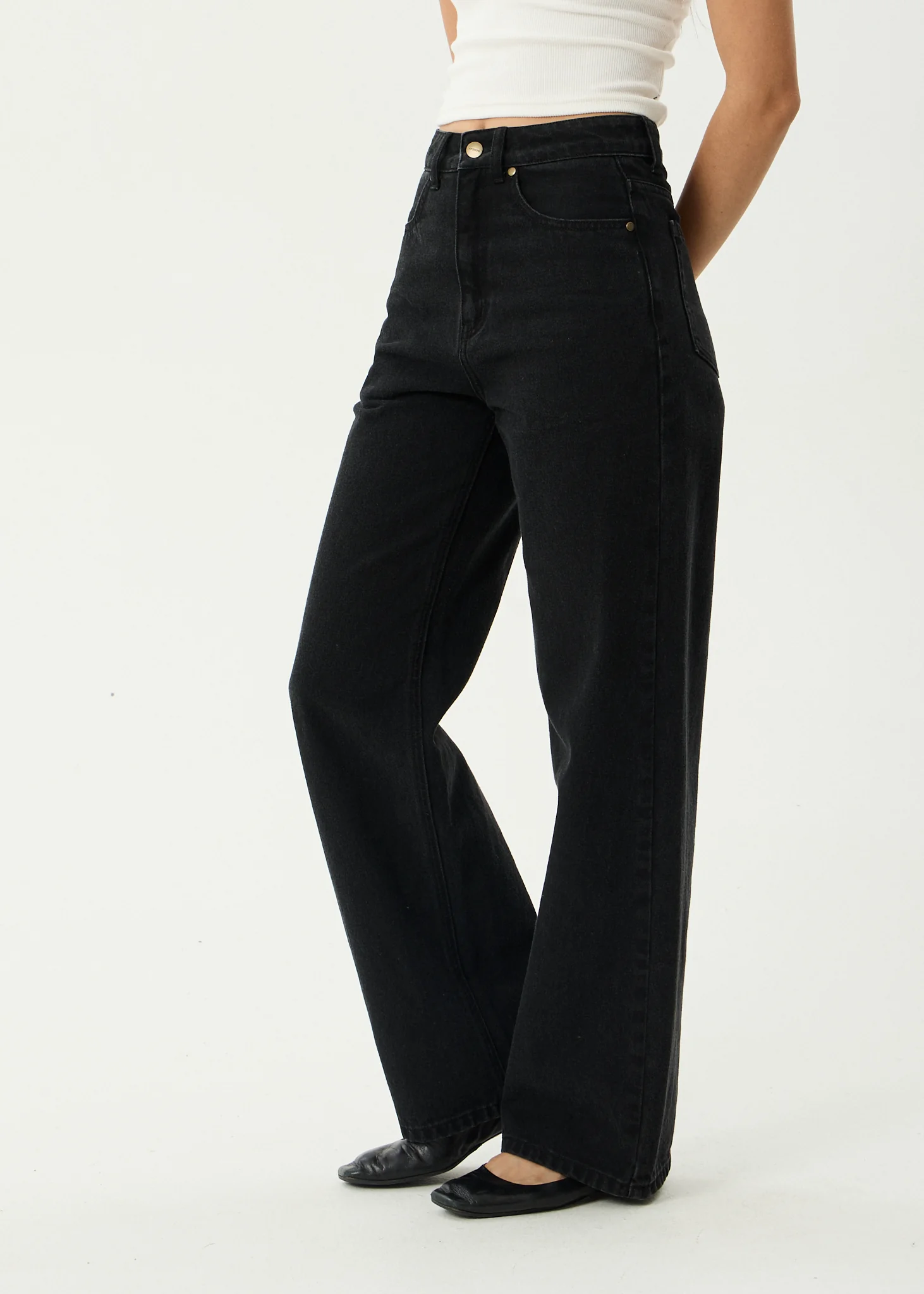 AFENDS Womens Bella - Denim Wide Leg Jean - Washed Black