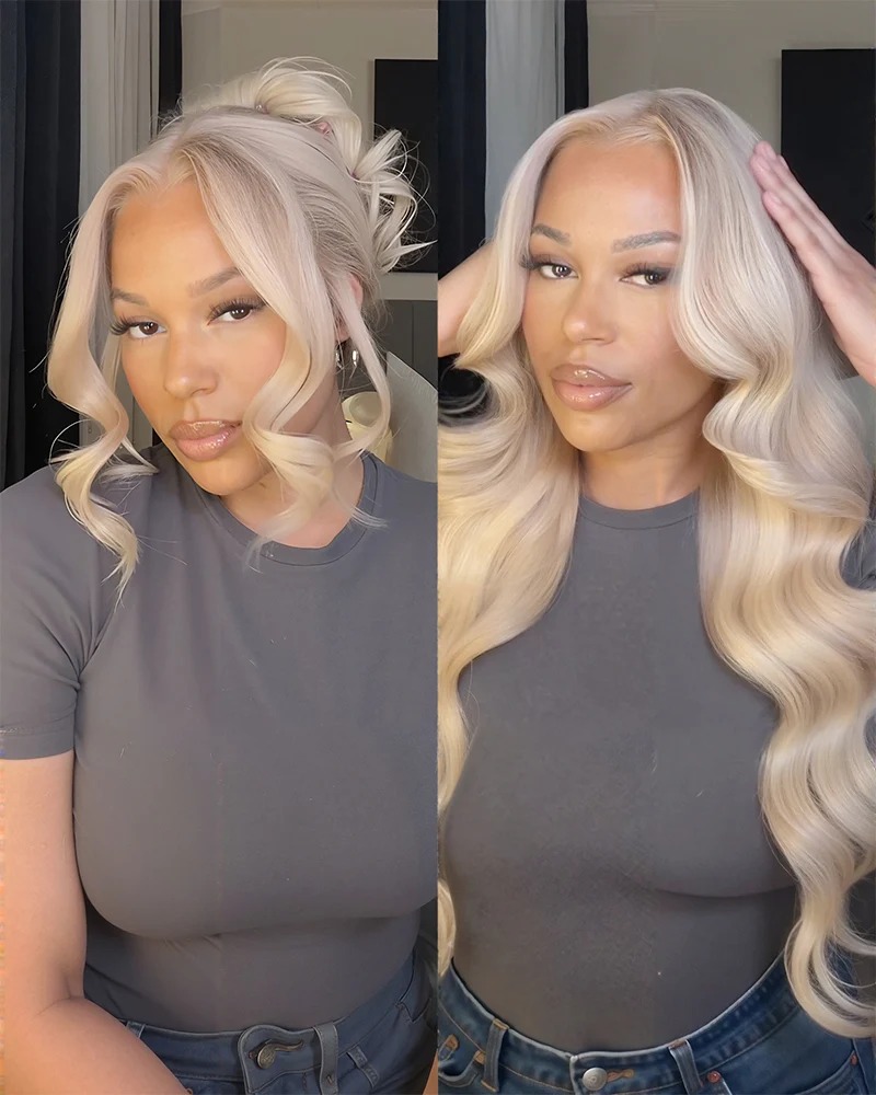 Ophirawig 13x6 Three-Go? Blonde Highlight Glueless Wig Loose Body Wave With Drawstring 100% Human Hair Wig