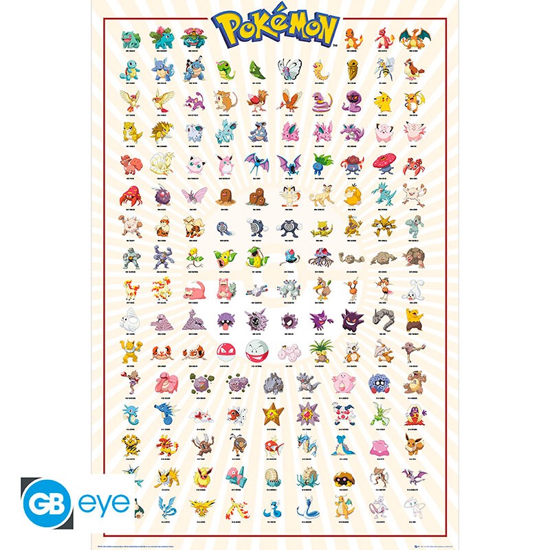 POKEMON Poster Kanto 151 French (91,5x61cm)