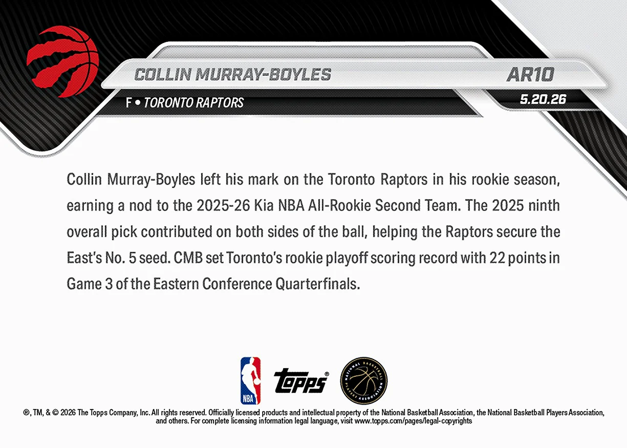 Collin Murray-Boyles - 2025-26 NBA Topps NOW® - Card AR10 - PR: 931