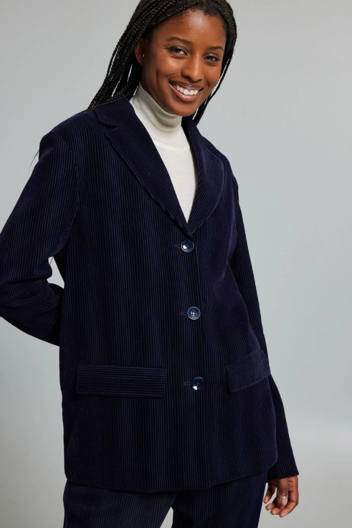 Velvet jersey blazer - NIGHT BLUE