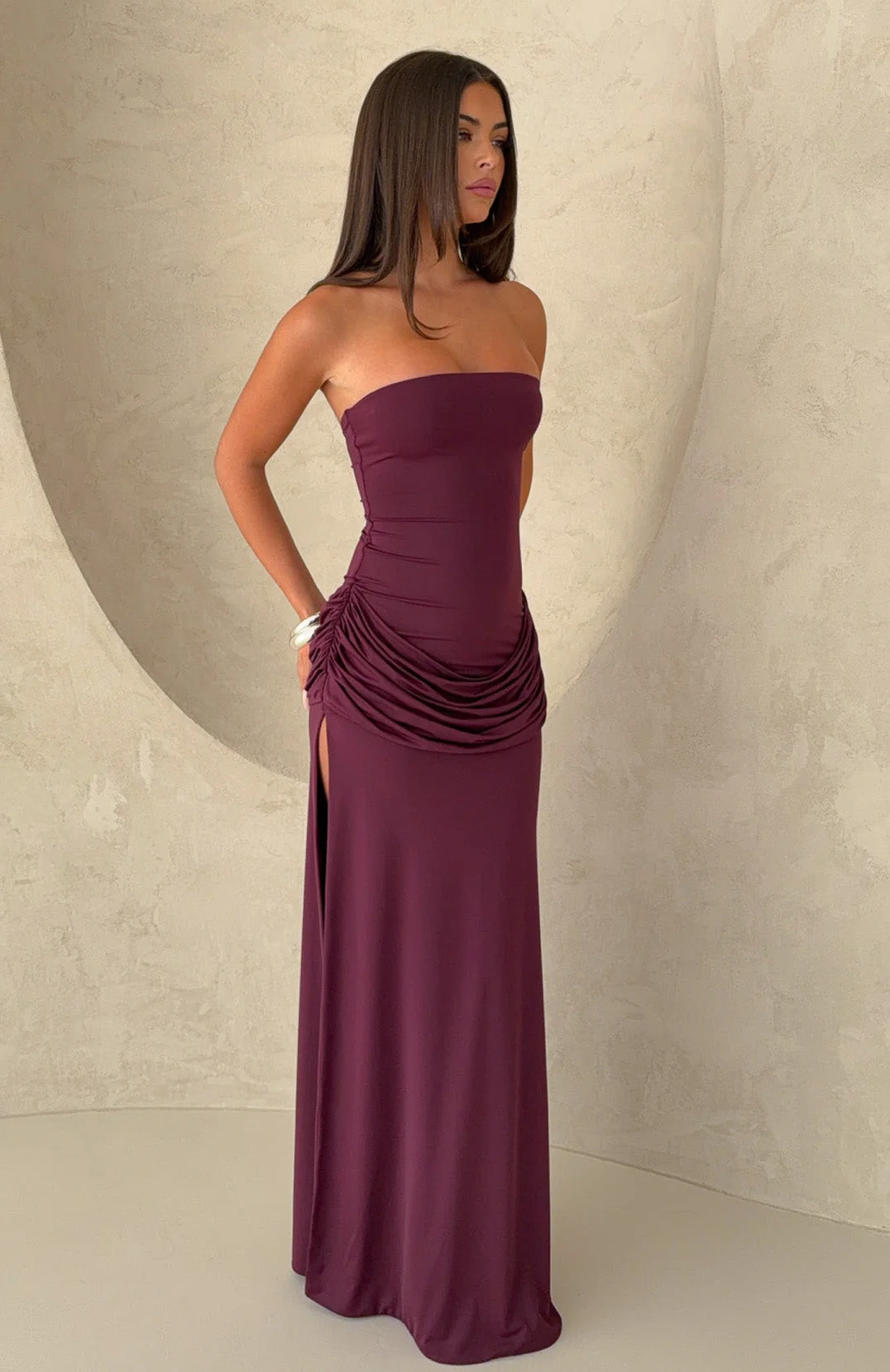 Make You Regret Strapless Maxi Dress Mauve