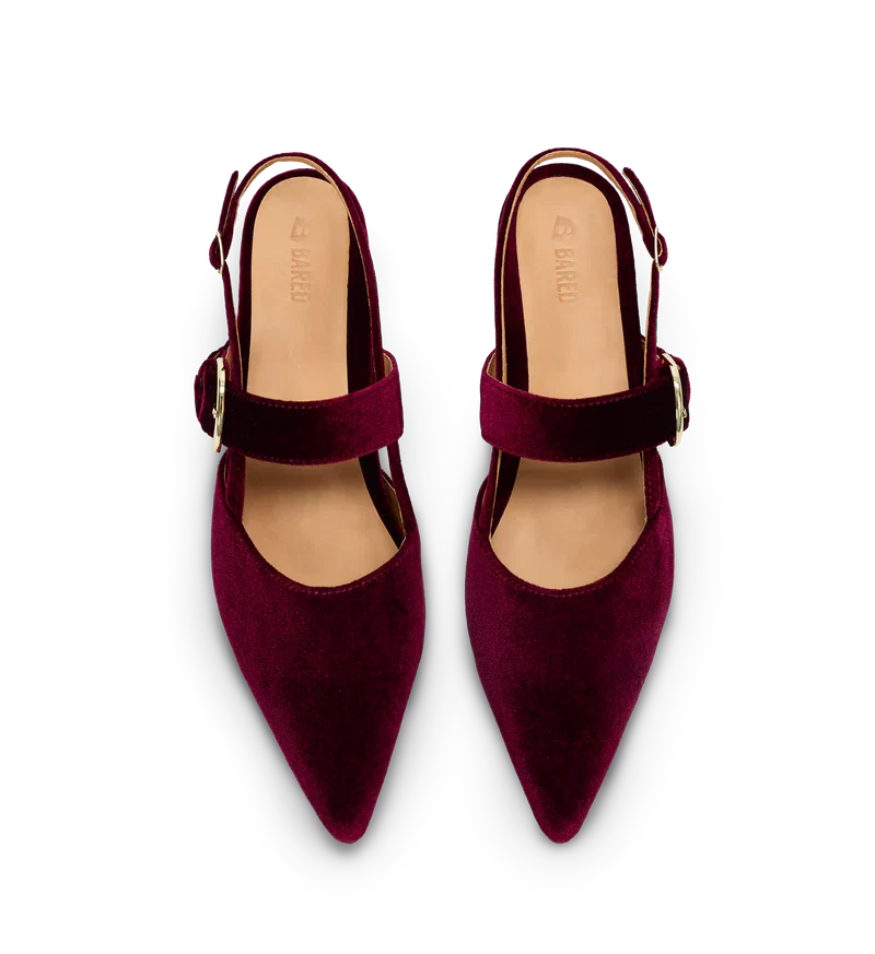 Eider Shiraz Red Velvet Sling Back Flats