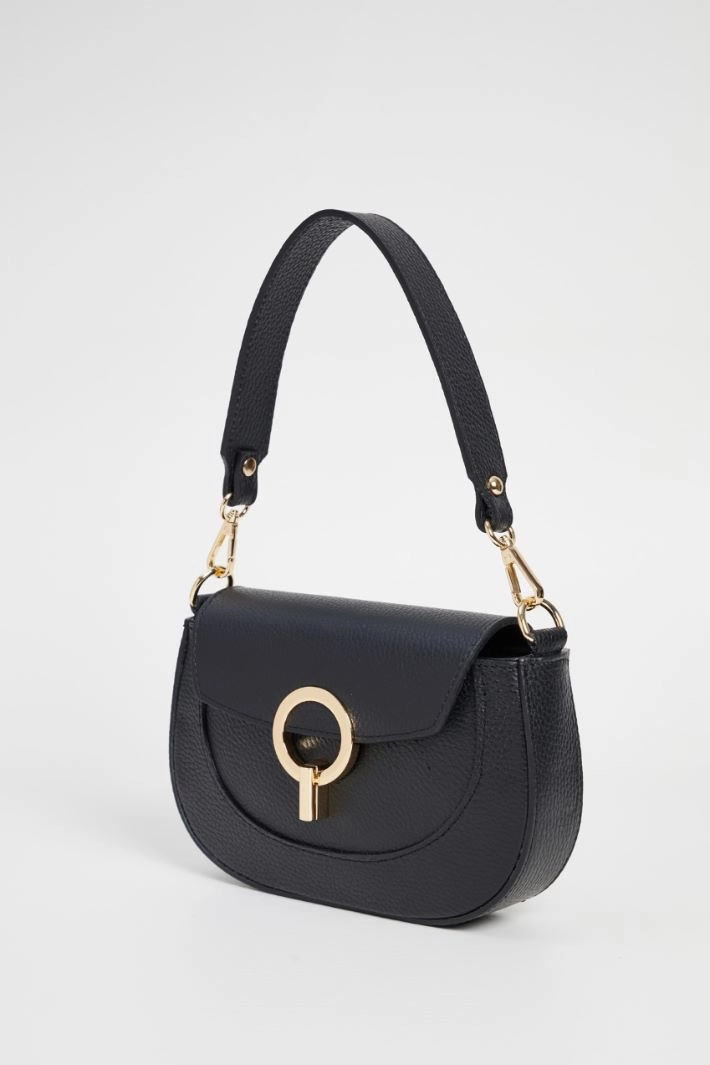 Leather shoulder bag - BLACK