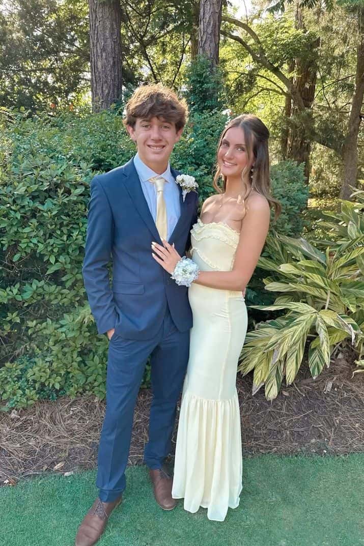 Pink Strapless Ruffles Mermaid Dress