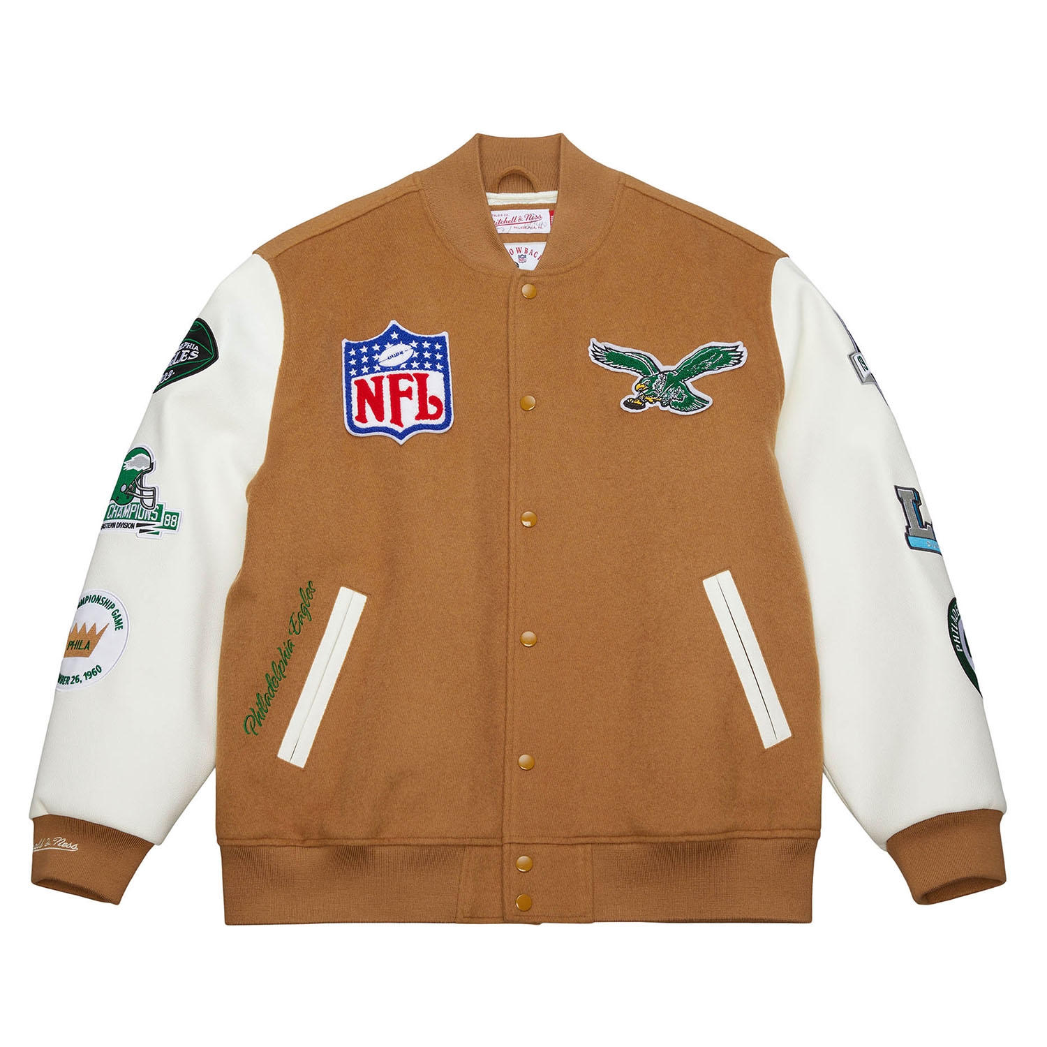 Philadelphia Eagles Dusted Varsity NFL Jacket Brown/Cream