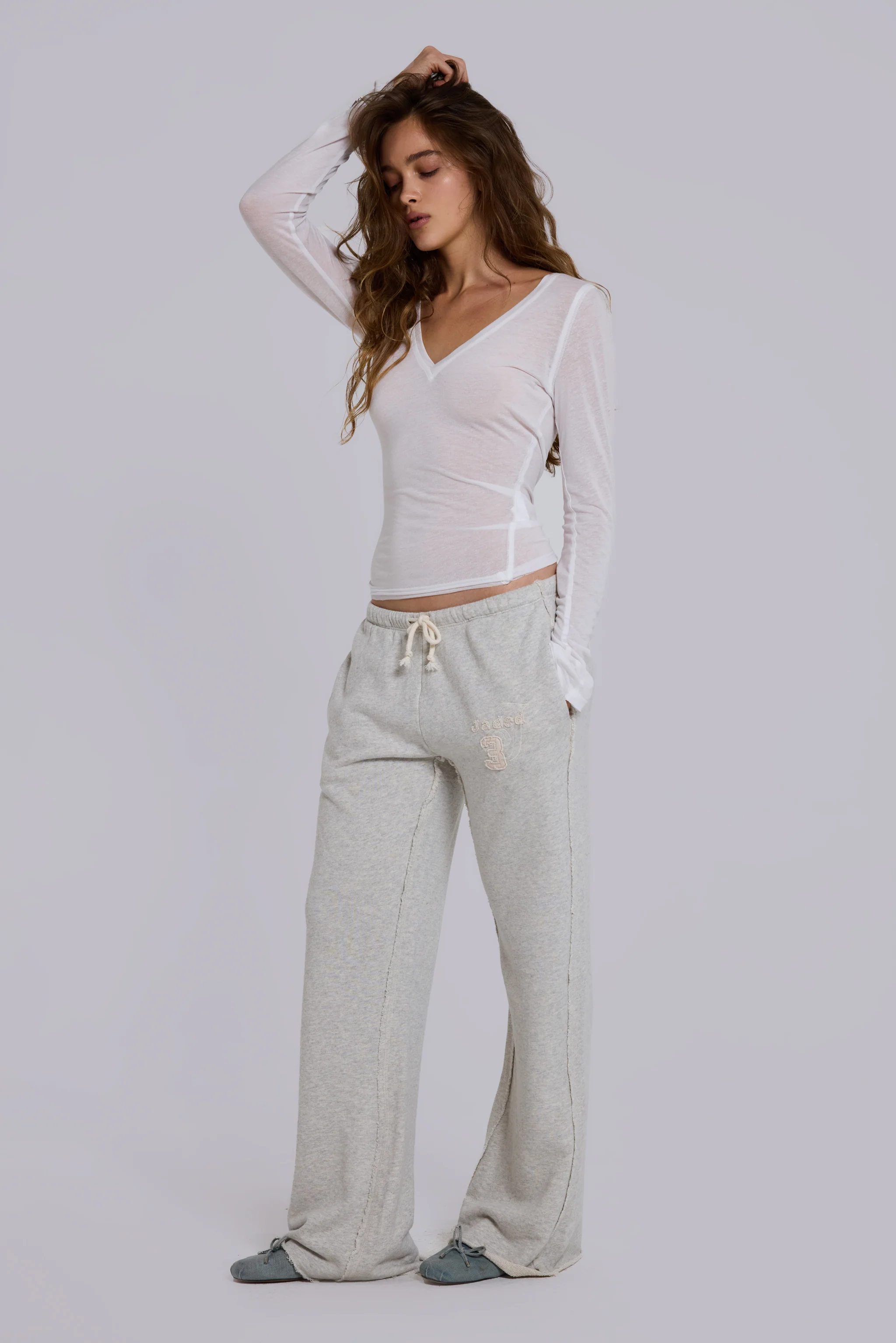 White Mist V Neck Top
