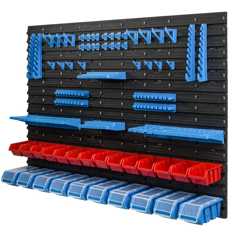 Tool wall 115 x 78 cm with Hooks and 24 Boxes
