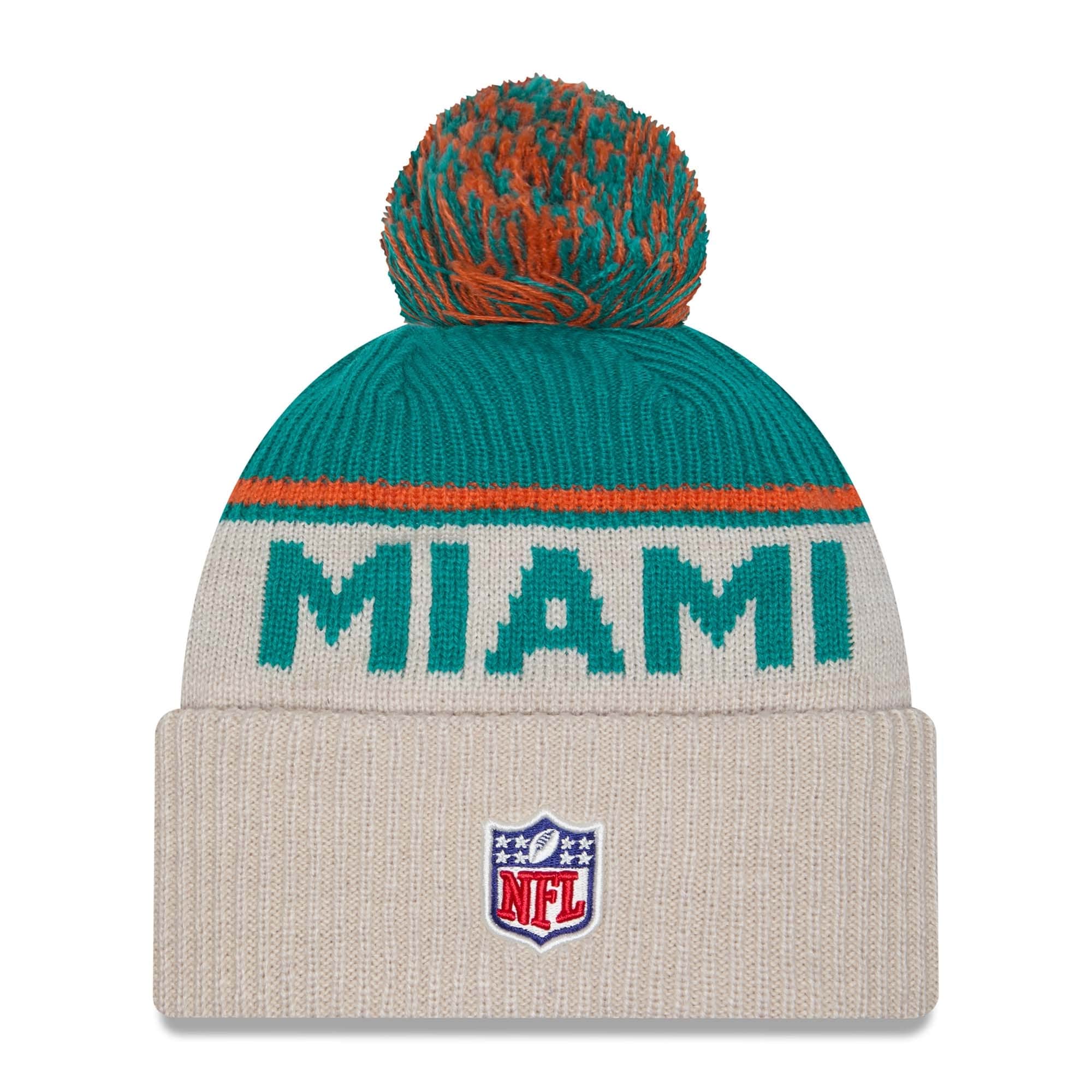 Miami Dolphins Historic 2024 NFL Sideline New Era Sport Knit Hat
