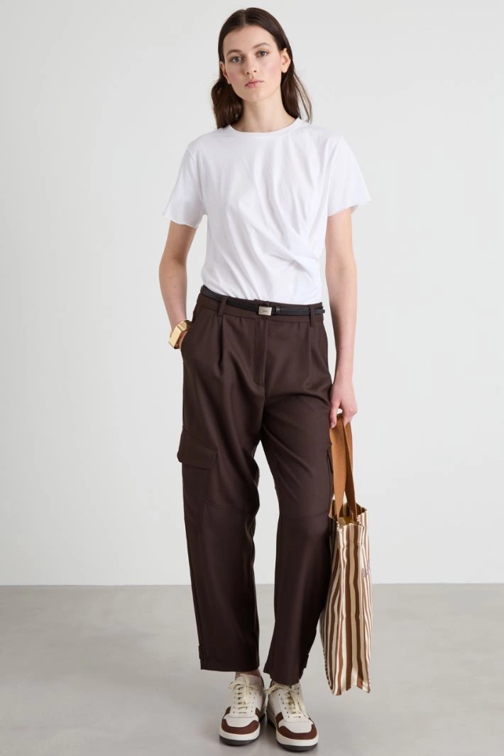Wool cargo trousers - BROWN