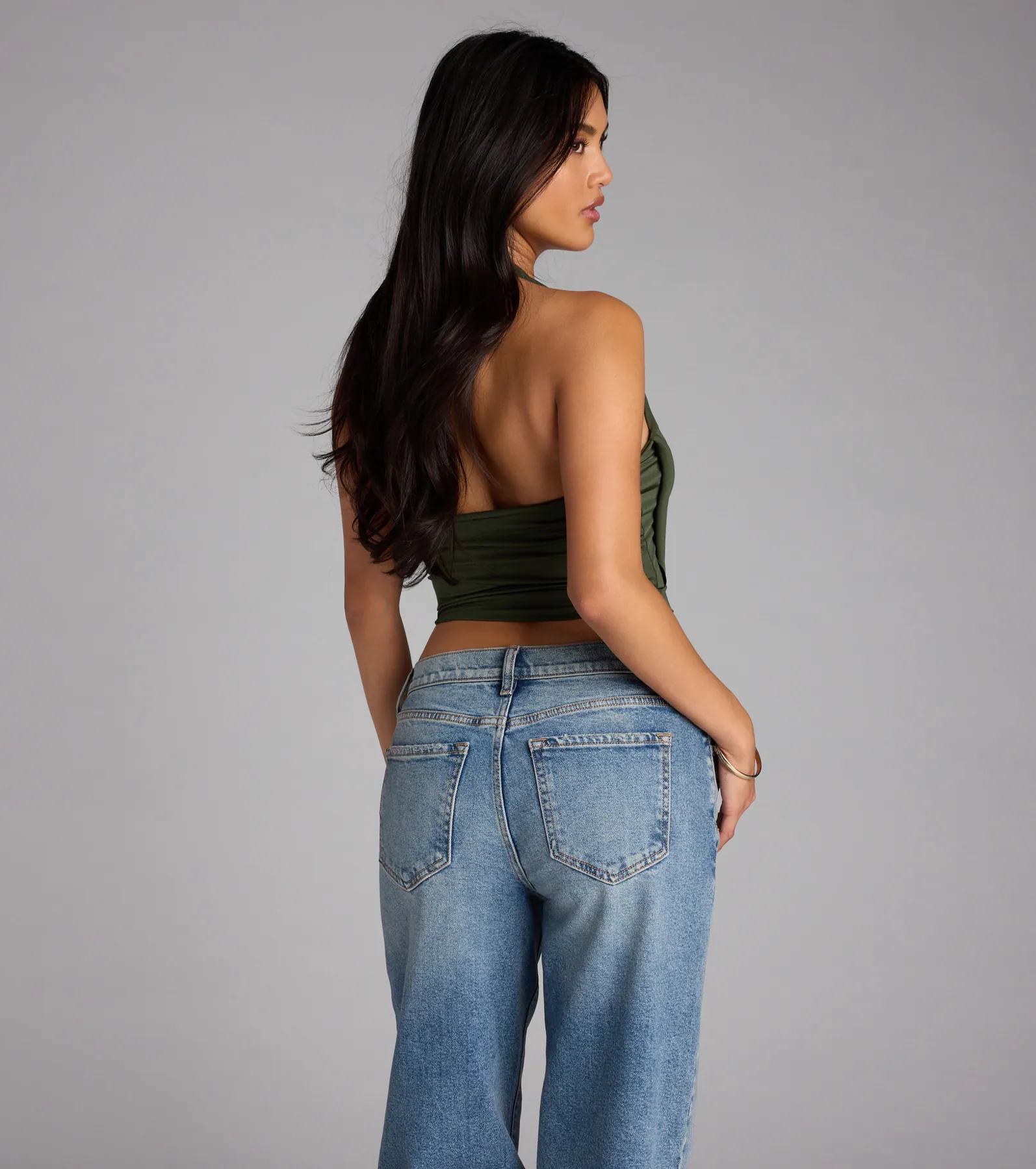 Take The Plunge Sleeveless Halter Crop Top
