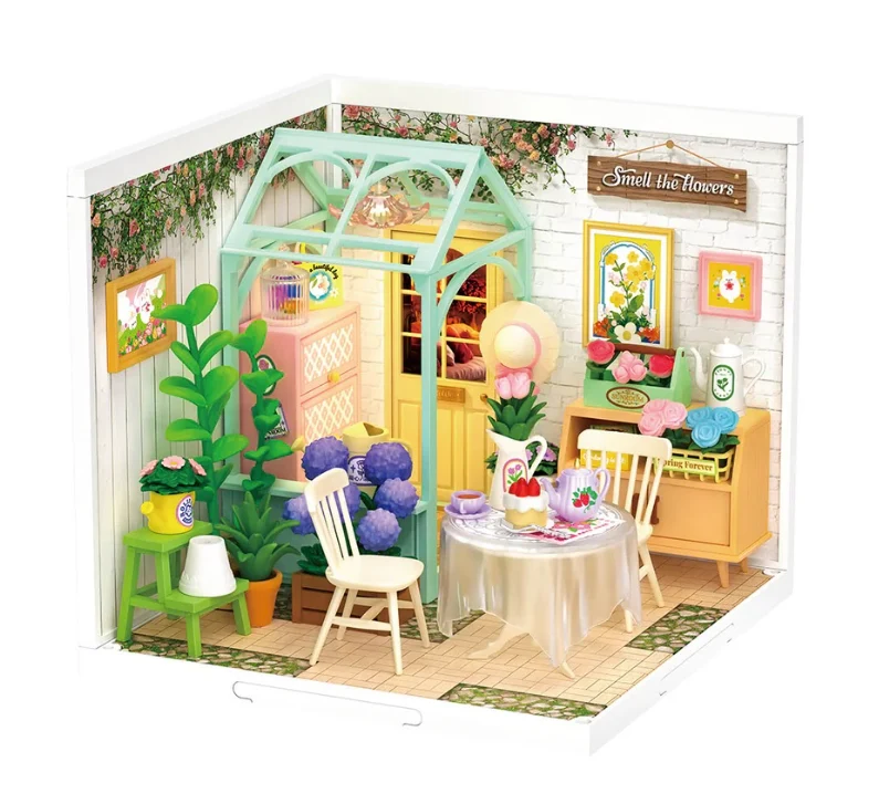 Blooming Tea Garden DIY Plastic Miniature House Robotime DW013B