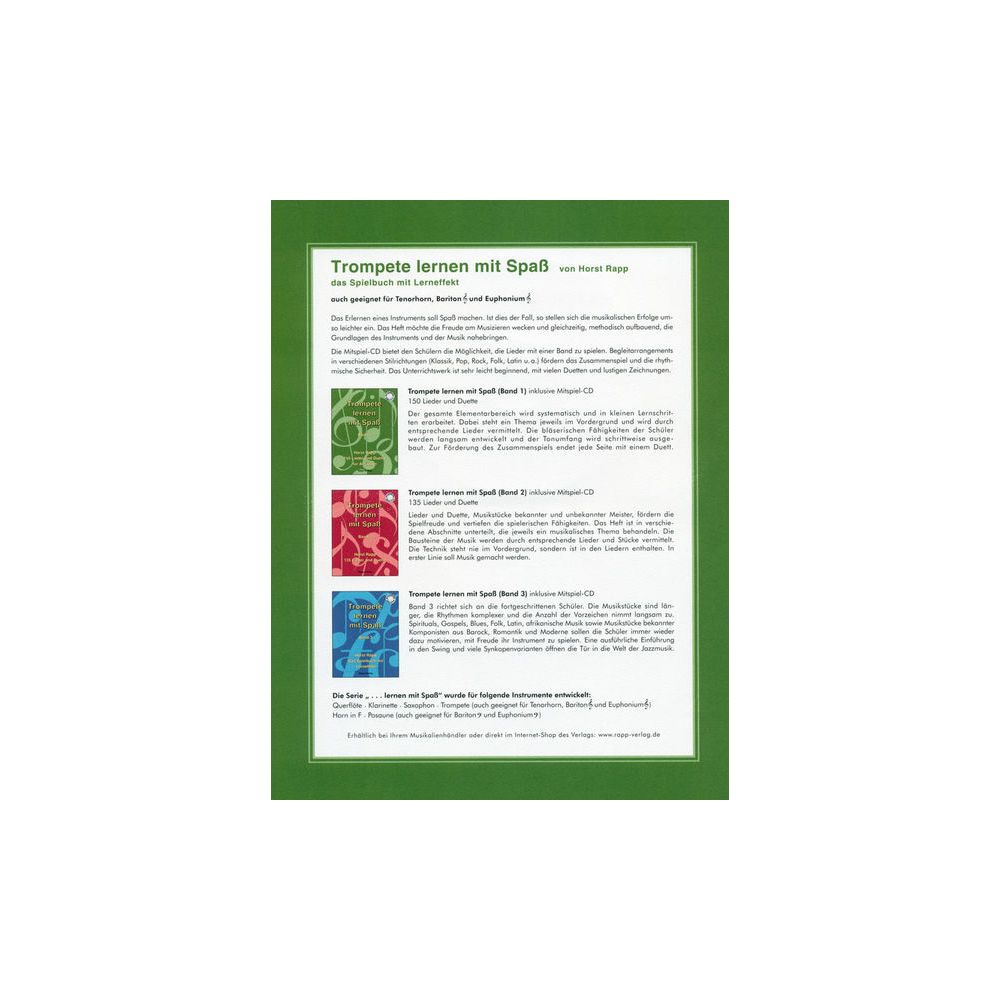 Horst Rapp Verlag Trompete Lernen mit Spaß 1 – Thomann Ireland