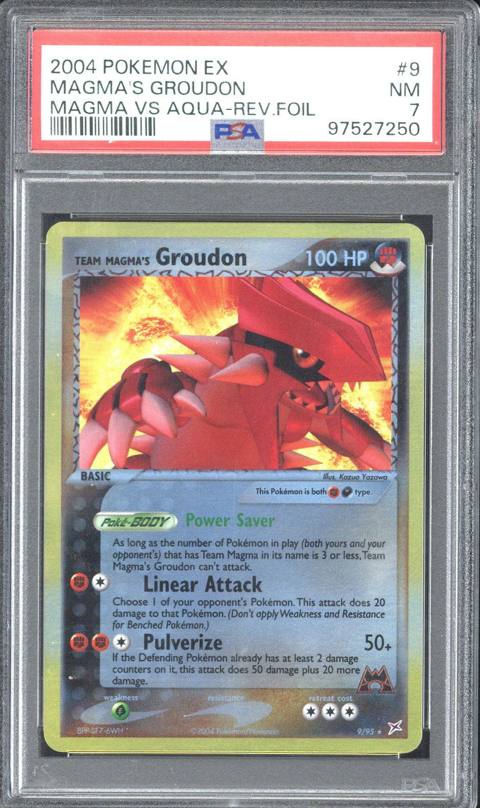 2004 Pokemon EX Magma's Groudon Magma vs Aqua-Rev.Foil #9 PSA 7