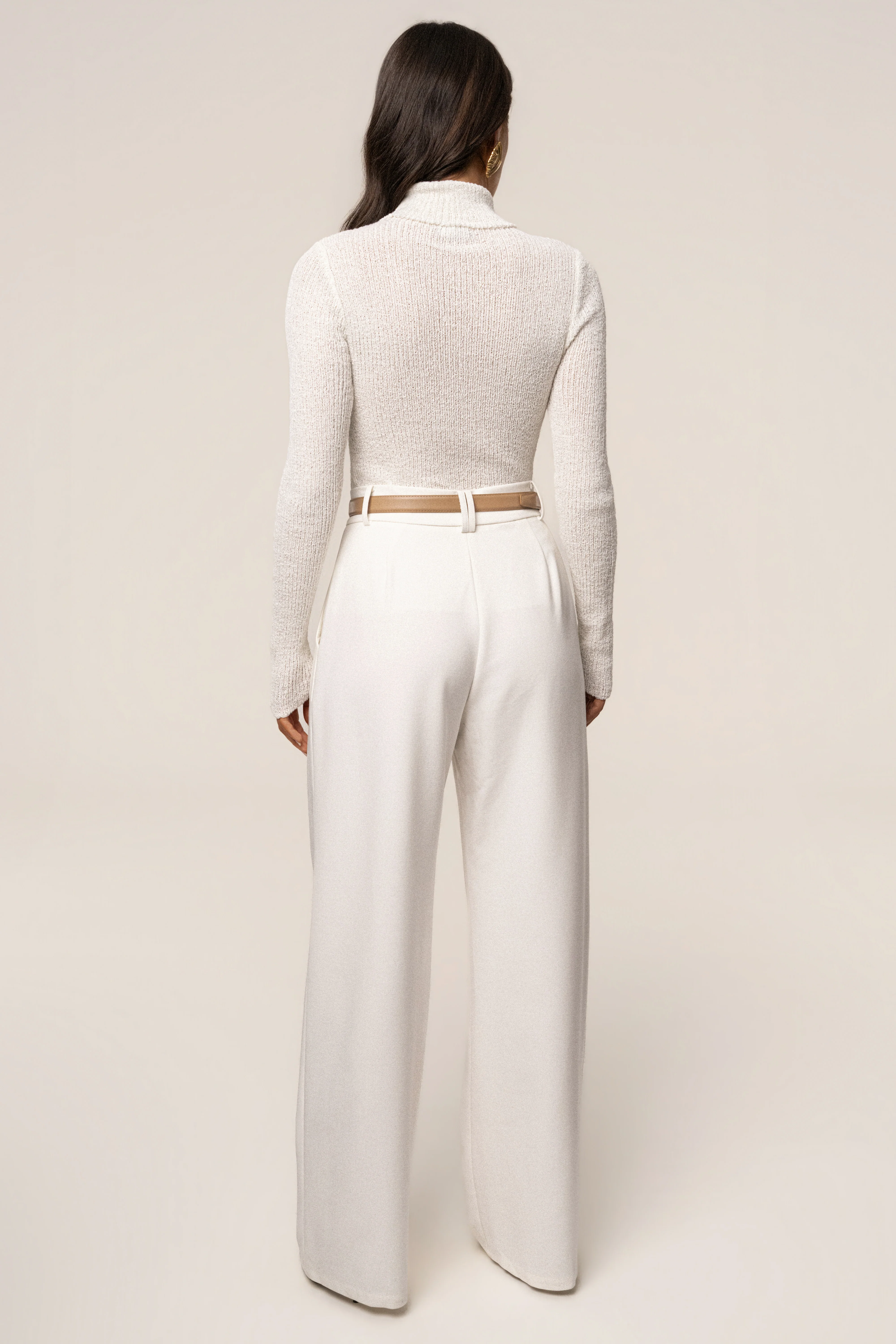 White Carli Turtle Neck Top