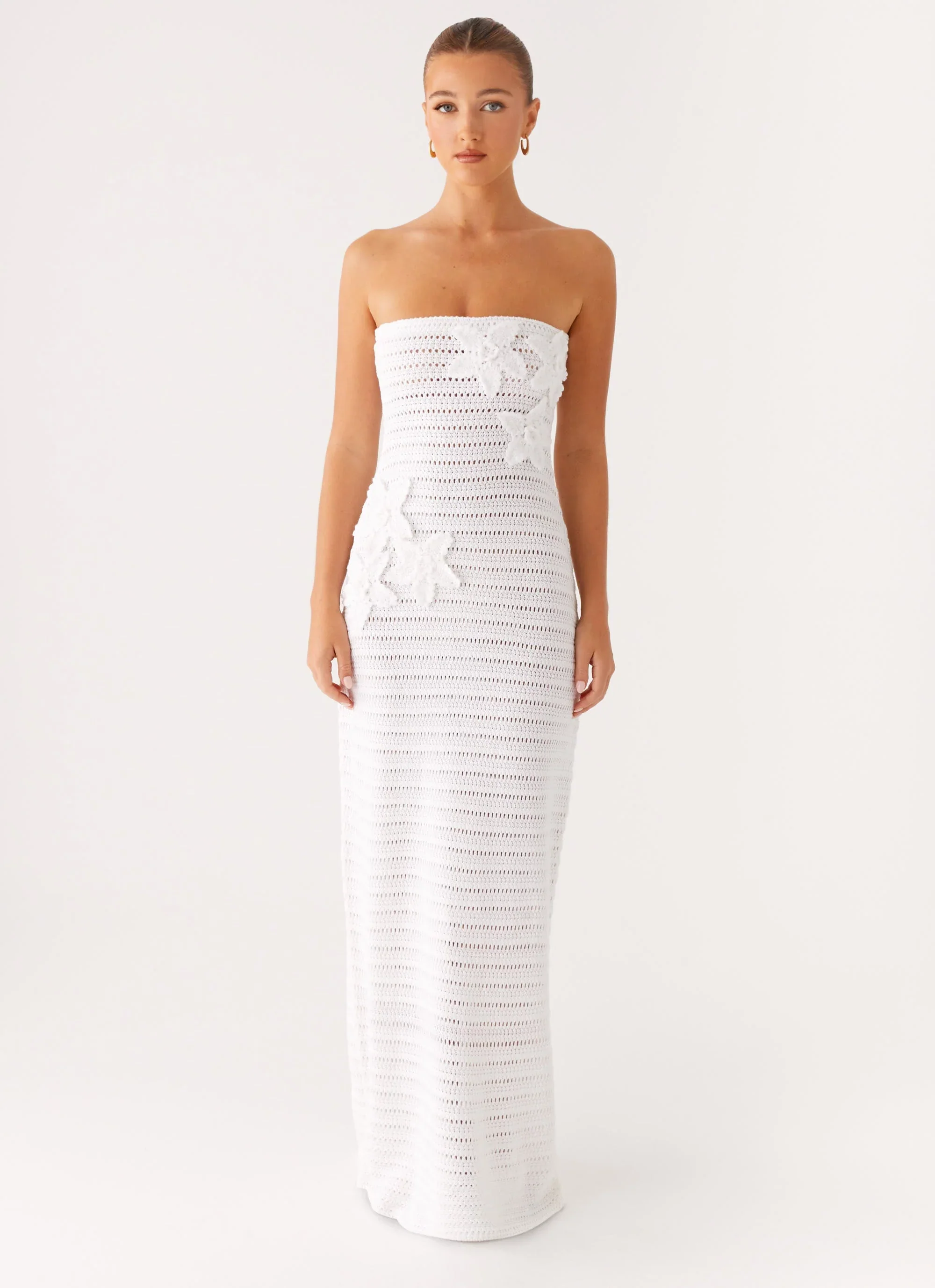 Diaz Crochet Maxi Dress - White