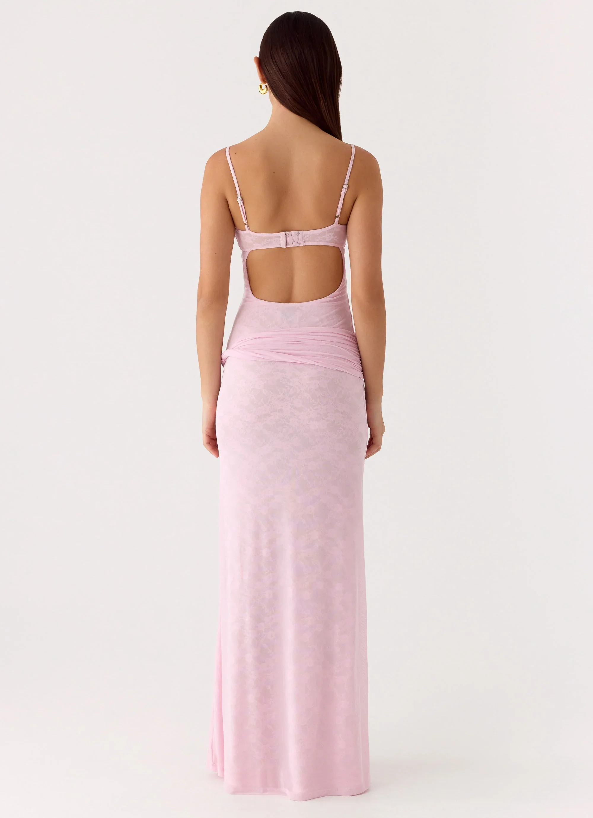 Natty Lace Mesh Maxi Dress - Petal Pink
