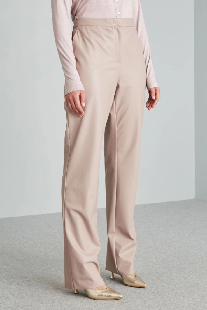Straight coated jersey trousers - POWDER PINK