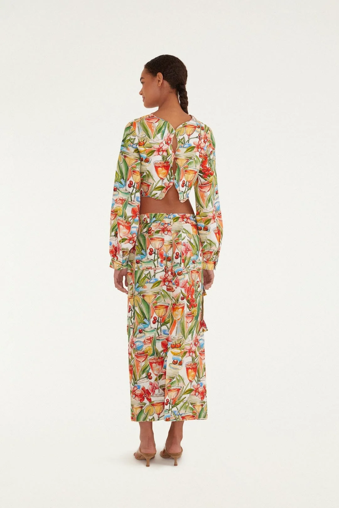 Off-White Sand Cocktail Midi Skirt