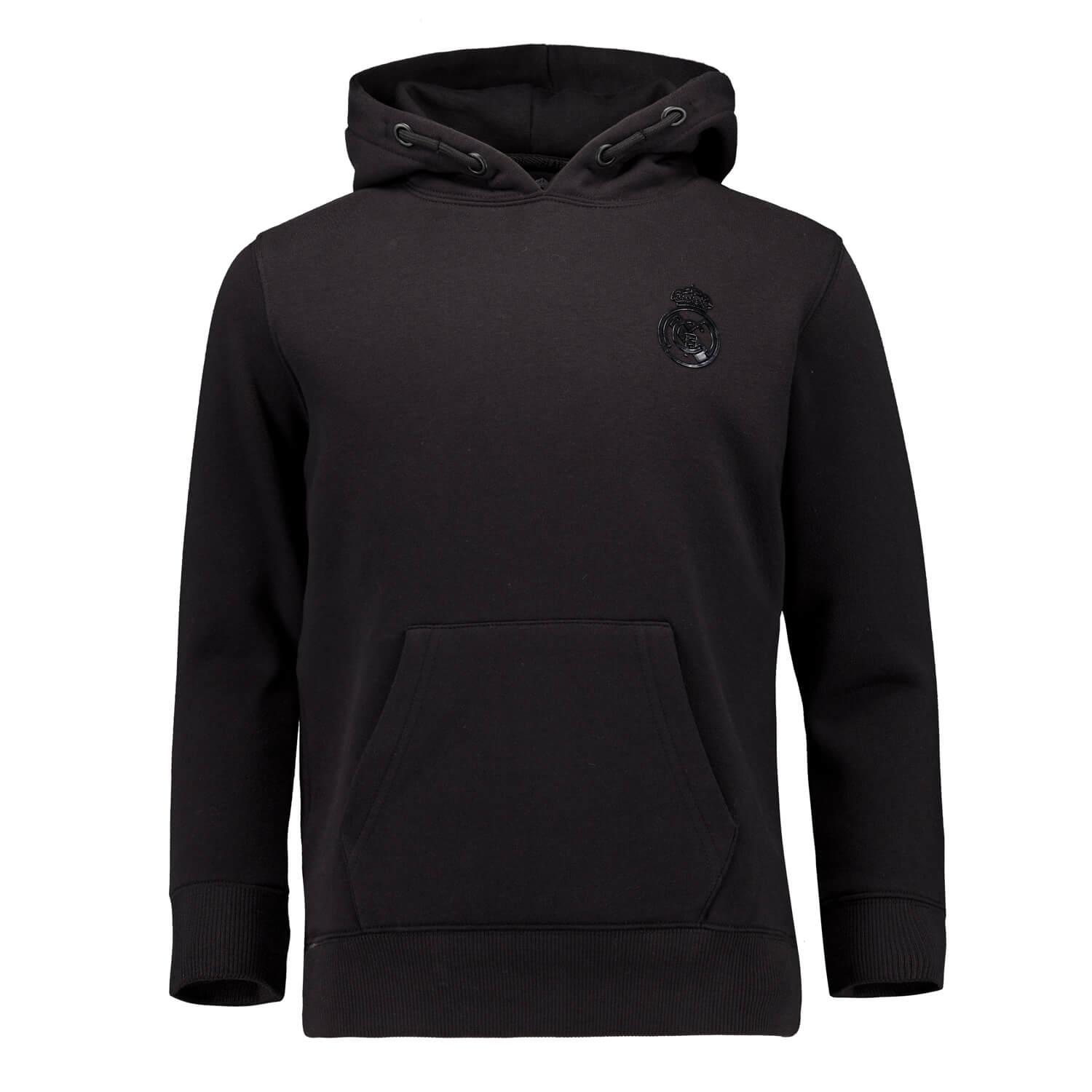 Kids Blackout Hoodie Backprint Black Real Madrid