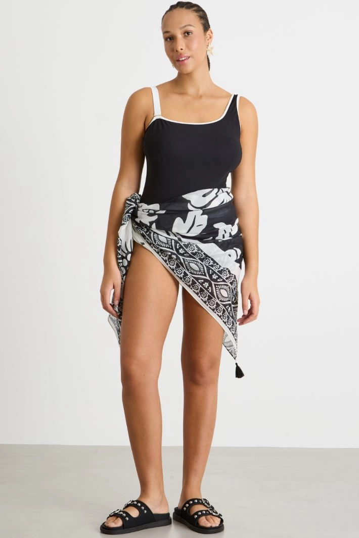 One-shoulder swimsuit - BLACK