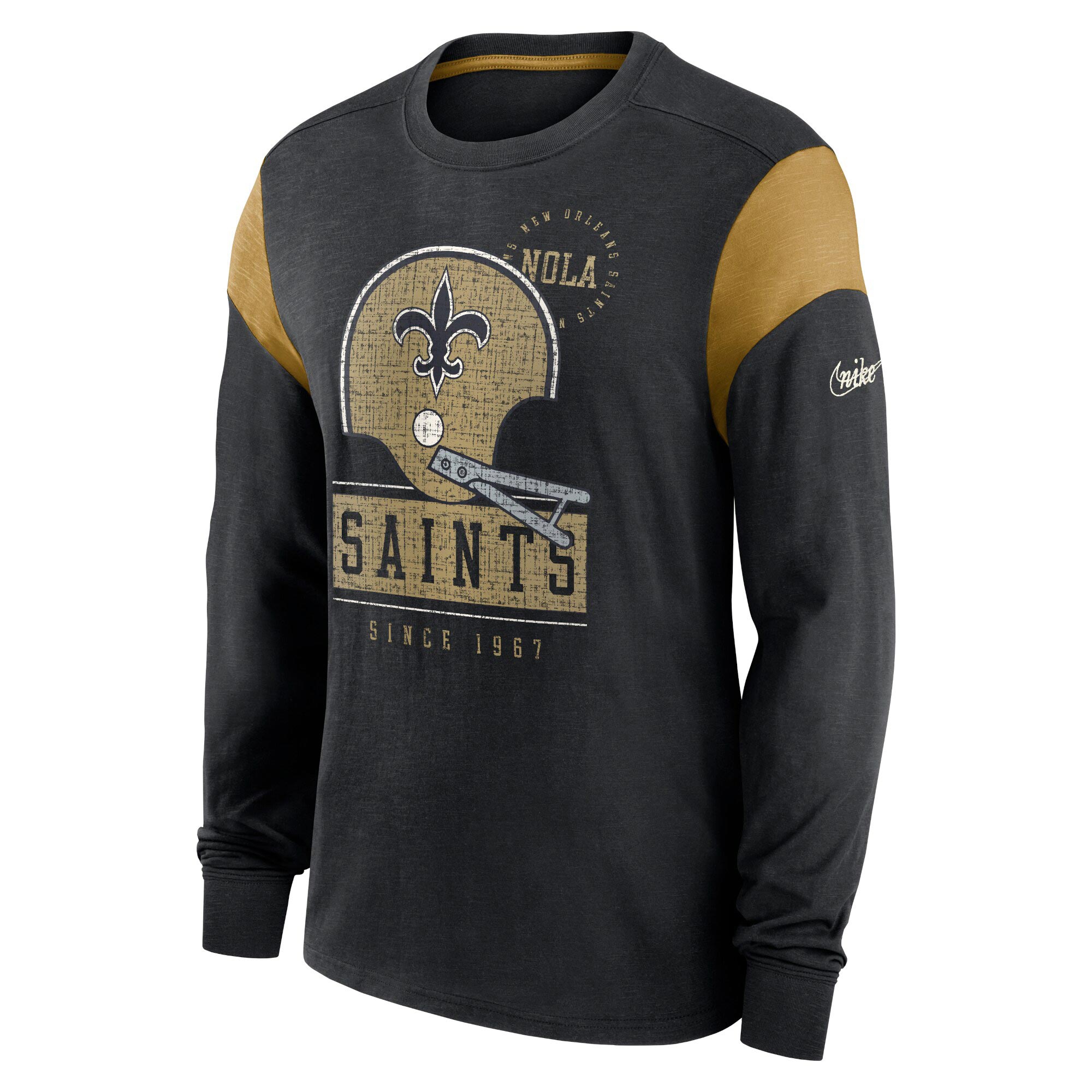 New Orleans Saints NFL Historic Nike Slub Long Sleeve Shirt Black