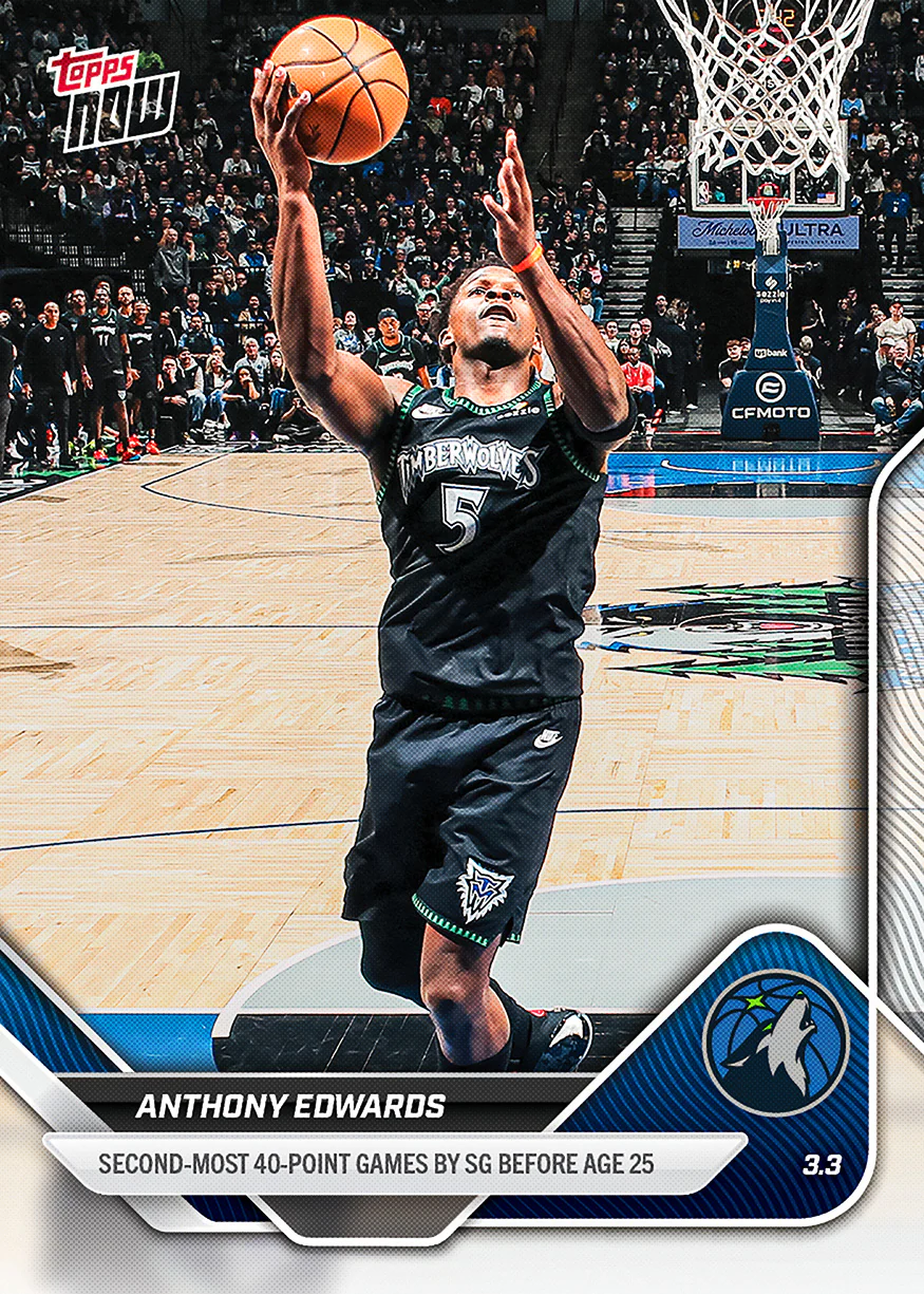 Anthony Edwards - 2025-26 NBA Topps NOW® - Card 192 - PR: 1282
