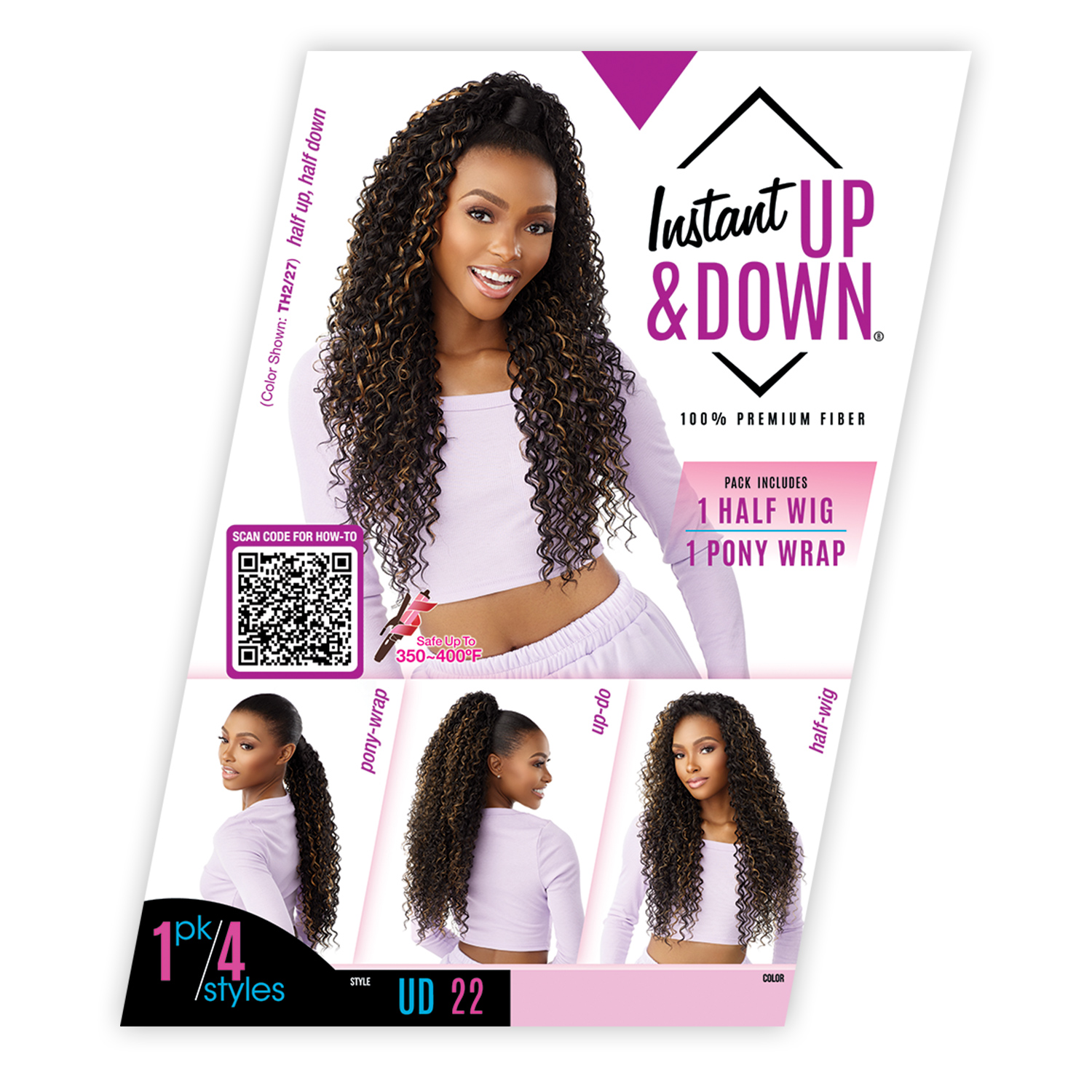 Sensationnel Half Wig N Pony Wrap Instant Up N Down UD 22