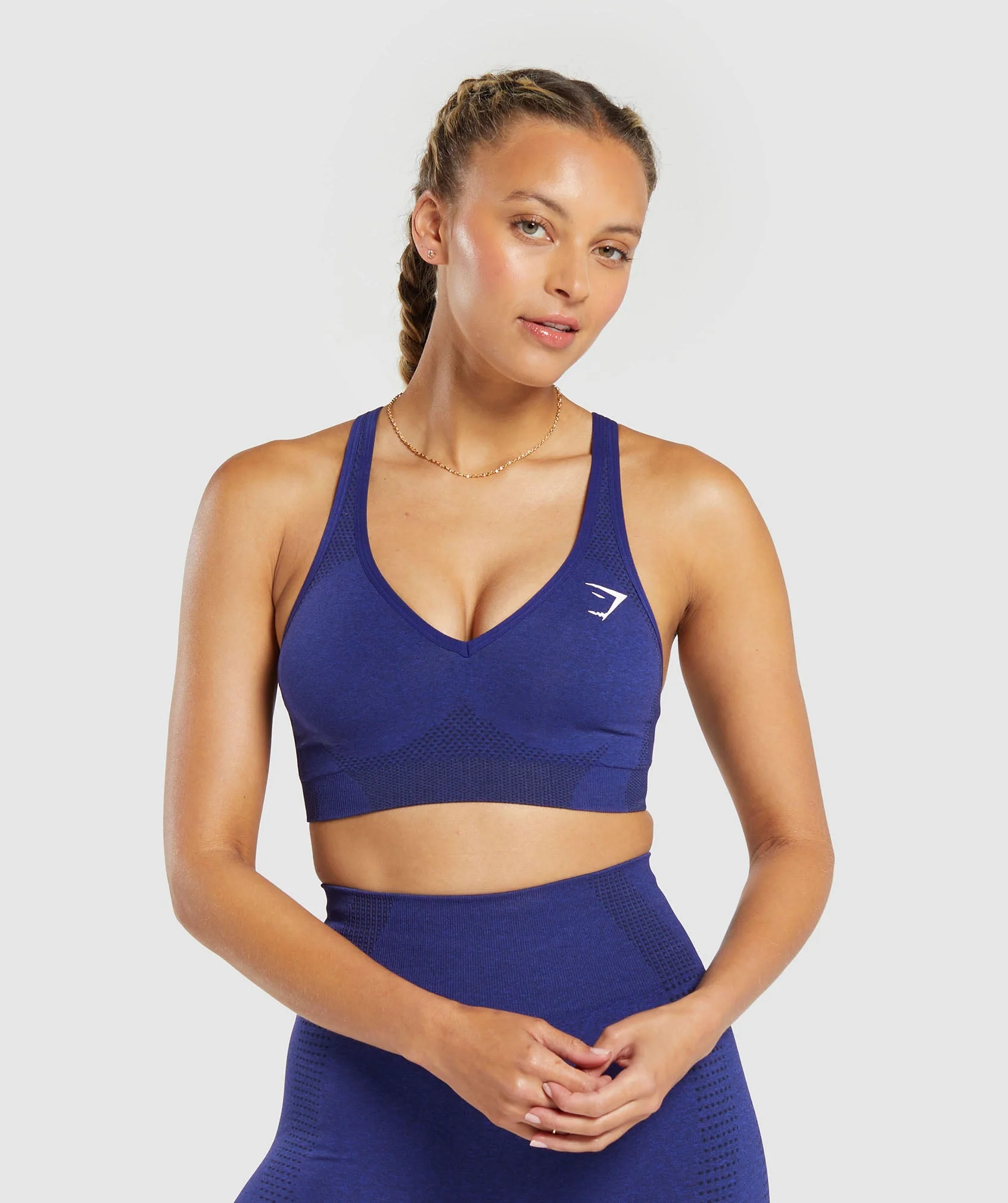 Vital Seamless  2.0 V Neck Sports Bra Cobalt Purple Marl