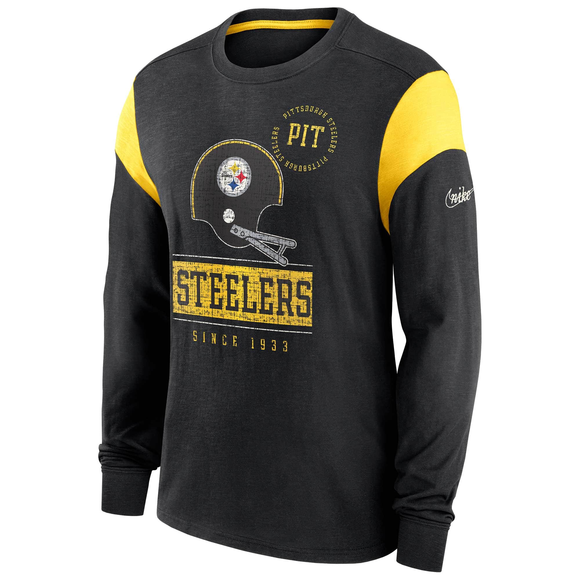 Pittsburgh Steelers NFL Historic Nike Slub Long Sleeve Shirt Black