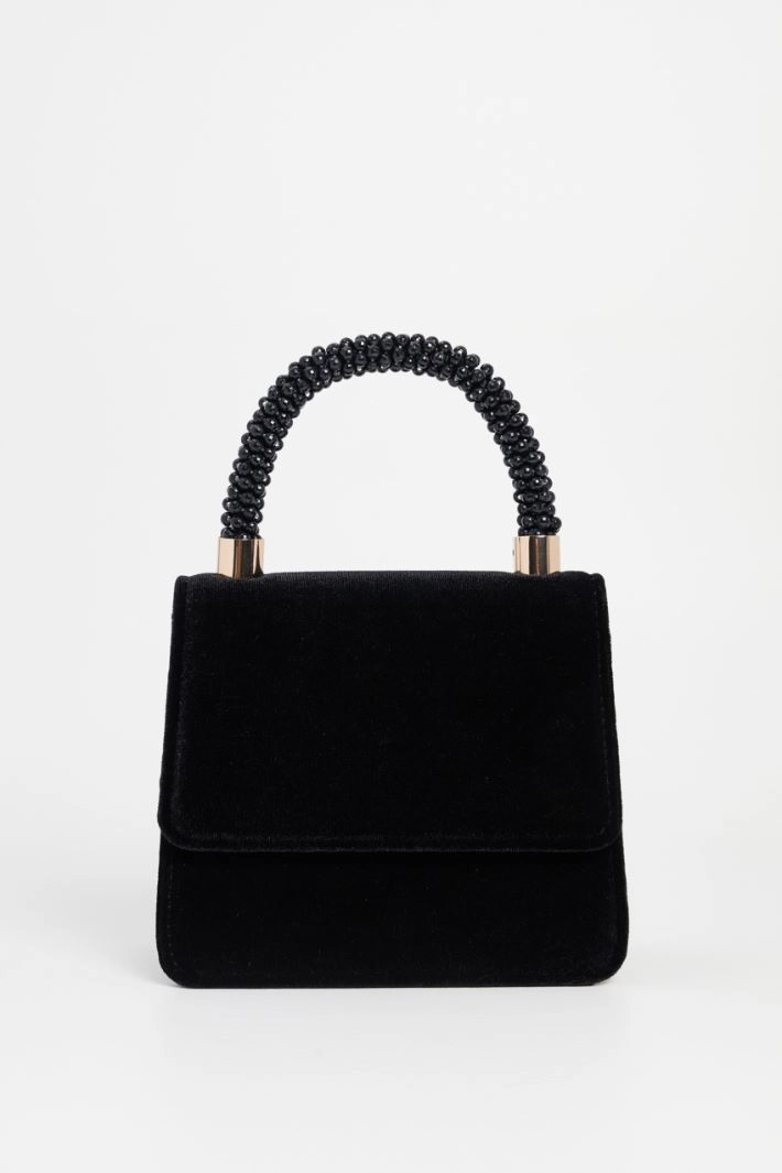 Bag with rhinestone handle - BLACK