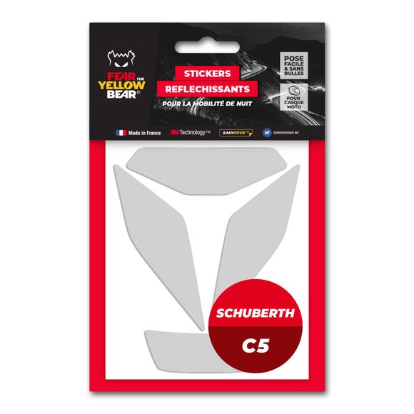 Fear The Yellow Bear REPLICA SCHUBERTH C5 Reflective Stickers - WhiteRef: FYB0031